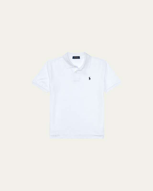 Boy's Short-Sleeve Logo Embroidery Polo Shirt, Size S-
